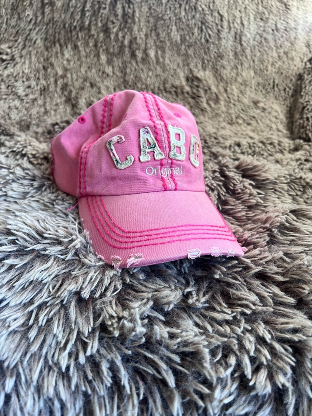 Cabo pink distressed Cap